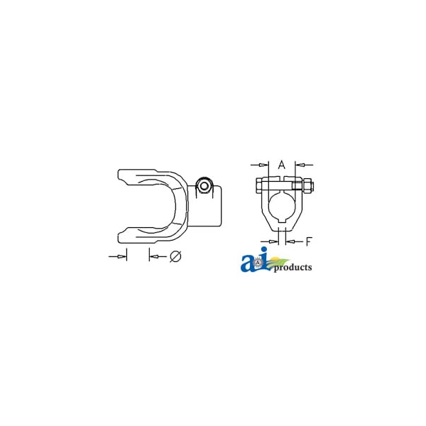 Implement Yoke, Round Bore 1 1/4" w/ 5/16" Keyway & Clamp Bolt 5" x3" x2"